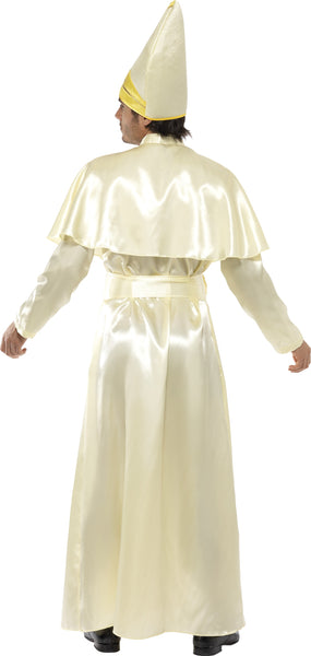 Herren-Kostüm Papst – Weiß Mit Goldborte, Inkl. Gewand, Kragen, Gürtel & Kappe