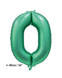 Folienballon Zahl "0"  Grün - Satin