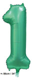Folienballon Zahl "1"  Grün - Satin