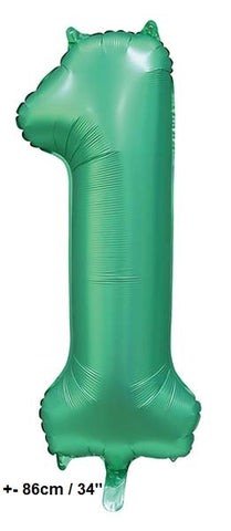 Folienballon Zahl "1"  Grün - Satin