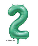 Folienballon Zahl "2"  Grün - Satin