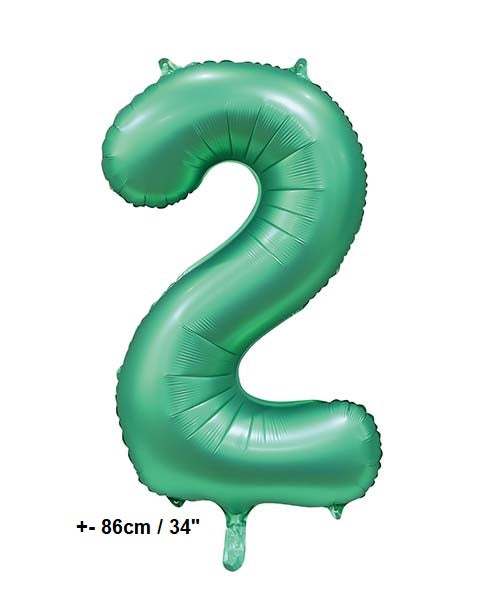 Folienballon Zahl "2"  Grün - Satin