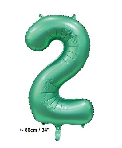 Folienballon Zahl "2"  Grün - Satin