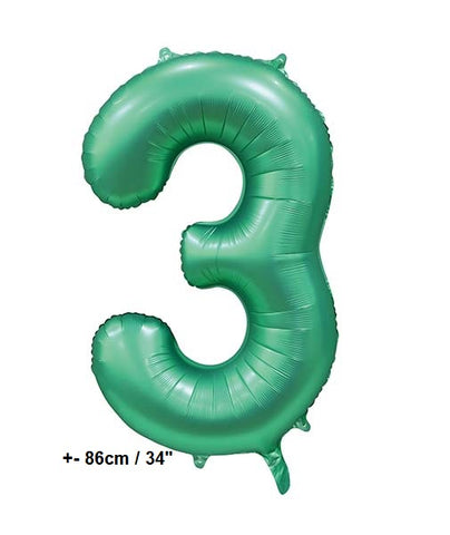 Folienballon Zahl "3"  Grün - Satin