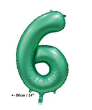 Folienballon Zahl "6"  Grün - Satin