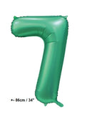 Folienballon Zahl "7"  Grün - Satin