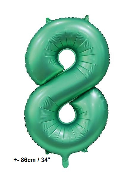 Folienballon Zahl "8"  Grün - Satin