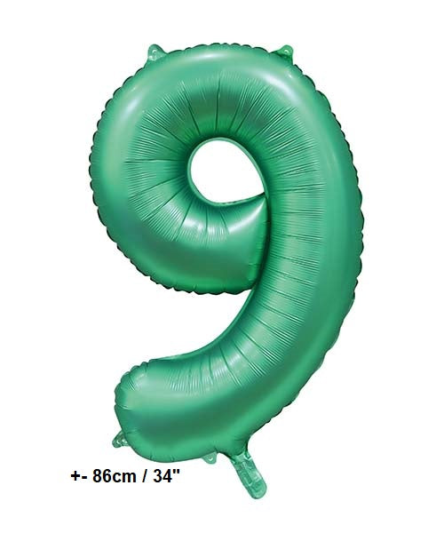 Folienballon Zahl "9"  Grün - Satin
