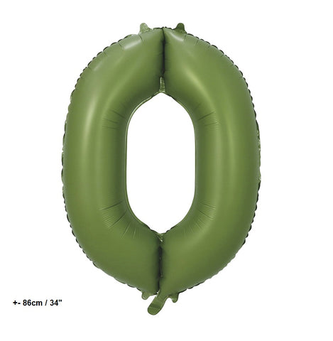 Folienballon Zahl "0" Olive Grün