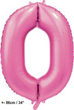 Folienballon Zahl "0" Hellpink - Rosa Satin