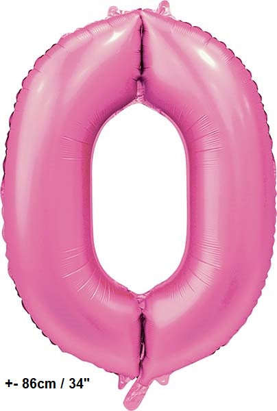 Folienballon Zahl "0" Hellpink - Rosa Satin