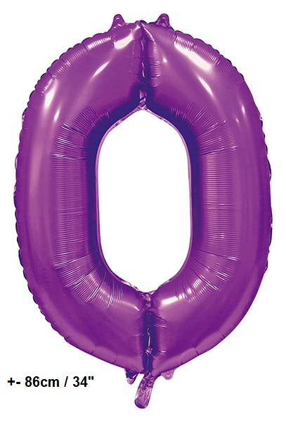 Folienballon Zahl "0" Violett Satin