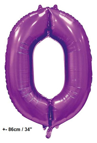 Folienballon Zahl "0" Violett Satin
