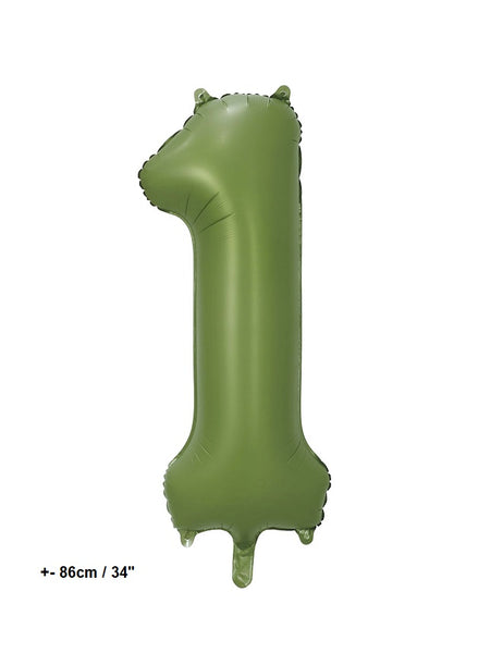 Folienballon Zahl "1" Olive Grün