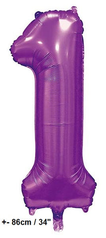 Folienballon Zahl "1" Violett Satin