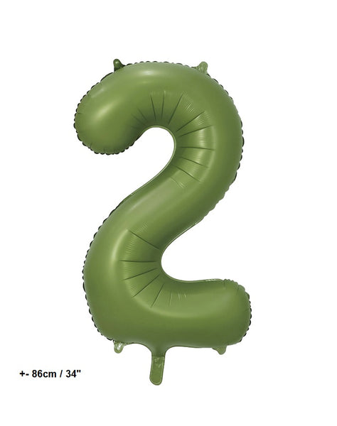 Folienballon Zahl "2" Olive Grün