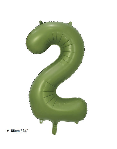 Folienballon Zahl "2" Olive Grün