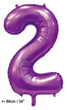 Folienballon Zahl "2" Violett Satin