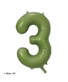 Folienballon Zahl "3" Olive Grün