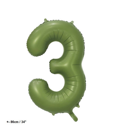 Folienballon Zahl "3" Olive Grün
