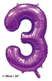 Folienballon Zahl "3" Violett Satin