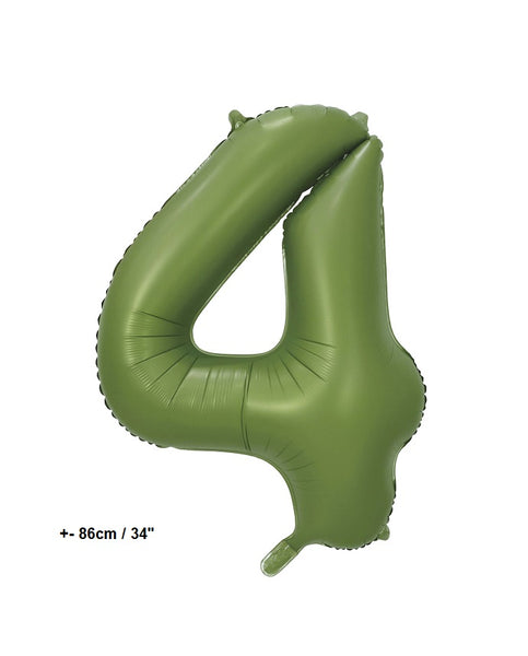 Folienballon Zahl "4" Olive Grün