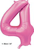Folienballon Zahl "4" Hellpink - Rosa Satin
