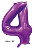 Folienballon Zahl "4" Violett Satin