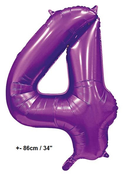 Folienballon Zahl "4" Violett Satin