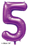 Folienballon Zahl "5" Violett Satin