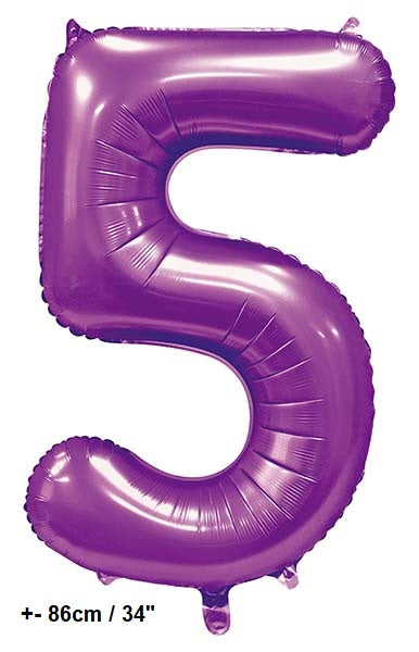 Folienballon Zahl "5" Violett Satin