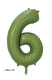 Folienballon Zahl "6" Olive Grün
