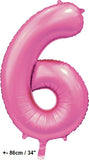Folienballon Zahl "6" Hellpink - Rosa Satin