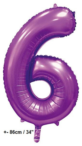 Folienballon Zahl "6" Violett Satin
