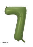 Folienballon Zahl "7" Olive Grün