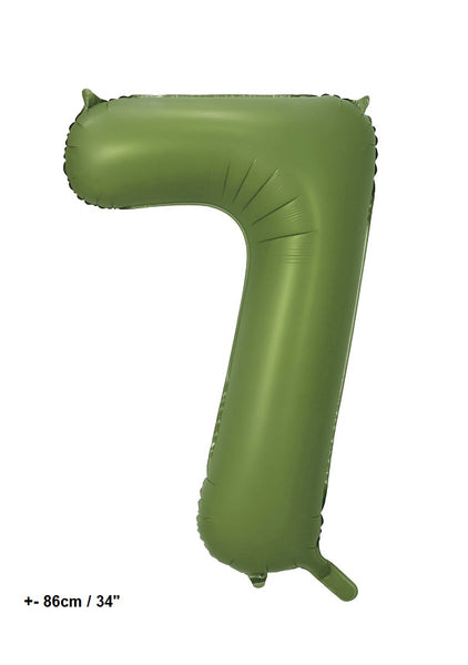 Folienballon Zahl "7" Olive Grün