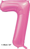 Folienballon Zahl "7" Hellpink - Rosa Satin