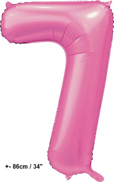 Folienballon Zahl "7" Hellpink - Rosa Satin