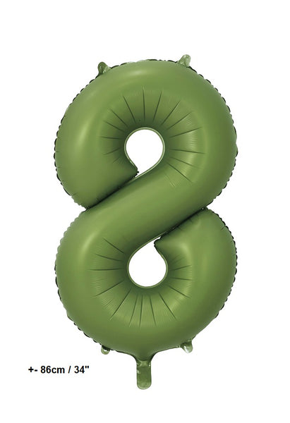 Folienballon Zahl "8" Olive Grün