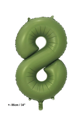 Folienballon Zahl "8" Olive Grün