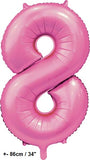 Folienballon Zahl "8" Hellpink - Rosa Satin