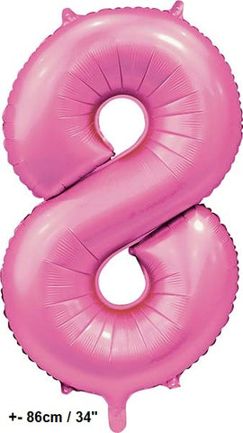 Folienballon Zahl "8" Hellpink - Rosa Satin