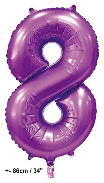 Folienballon Zahl "8" Violett Satin