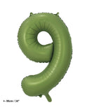 Folienballon Zahl "9" Olive Grün