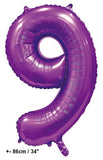 Folienballon Zahl "9" Violett Satin