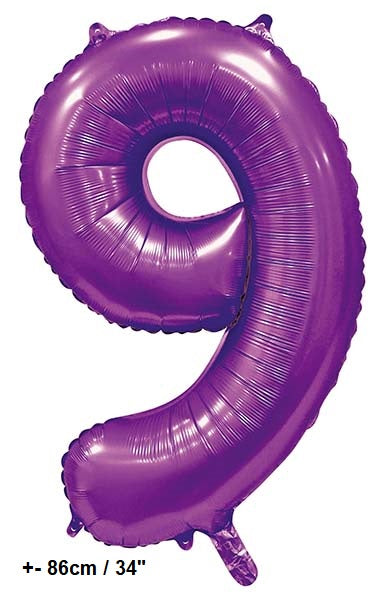 Folienballon Zahl "9" Violett Satin