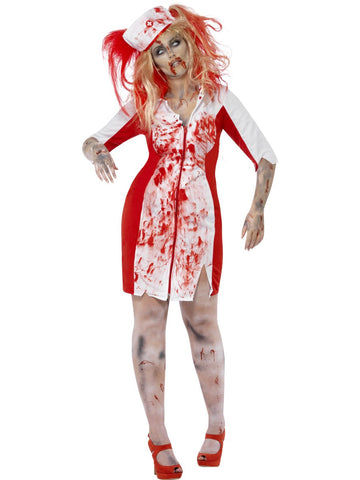 Zombie Krankenschwester Kostüm (rot&weiss)