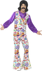 Amscan 5er-Set Niedliche Hippie-Knöpfe – 6,3 Cm, Bunte Flower-Power-Motive Mit Sicherheitsnadel