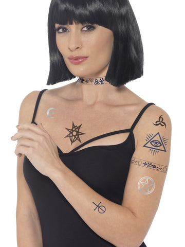 Halloween Occult Tattoos (blau & Schwarz)