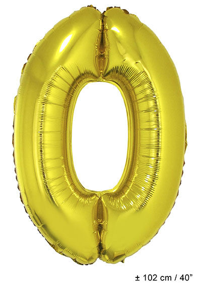  Folienballon Zahl "0" Gold